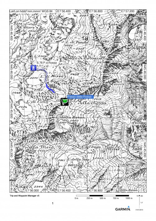 mappa cartina Passo della Rossa (o Bocchetta di Giamperale) 